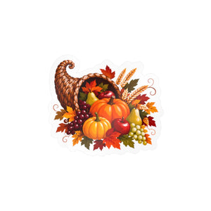 Thanksgiving harvest cornucopia kiss-cut vinyl decal - home decor decals