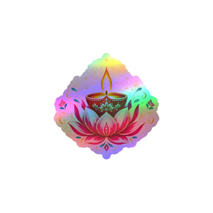 Lotus diya kiss-cut vinyl decal for diwali - home decor decals