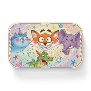 Kids' Cartoon Animal Bento Lunch Box — Fox, Cat, Crocodile & Elephant Party Design