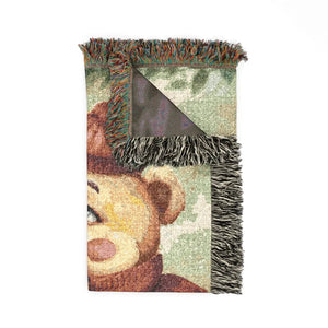 Grizzly Bear Giggles blanket shown in three sizes