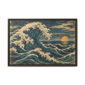 Framed canvas wall art vintage japanese great wave ocean print - printable
