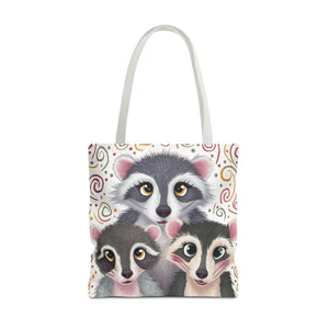 Three Racoons, All Over Print Tote Bag