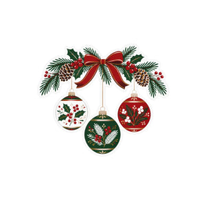Christmas ornament wreath kiss-cut vinyl decal - home decor decals