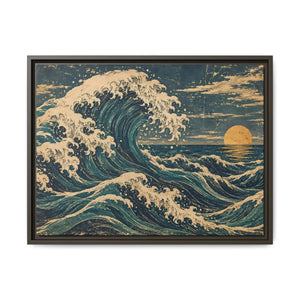Framed canvas wall art vintage japanese great wave ocean print - printable