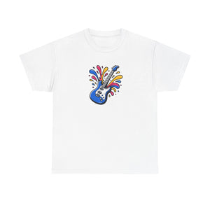 Musical instrument, with splashes of color, Unisex Heavy Cotton Tee