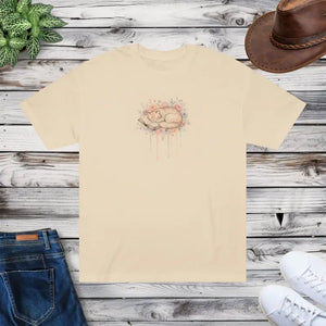 Sleeping Cat Watercolor Tee - Soft Wearable Art - Dipaliz - Sand / s - T-shirt