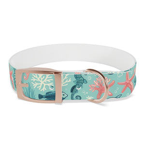 Sea Life Dog Collar — Aqua Fish & Coral Pattern for Pets
