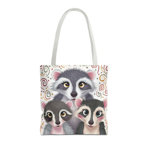 Three Racoons, All Over Print Tote Bag