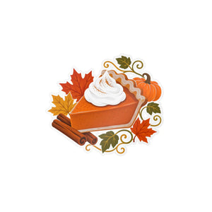 Autumn pumpkin pie kiss-cut vinyl decal - home decor decals