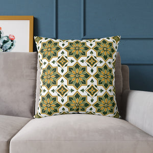 Green and Gold Geometric Floral Accent Pillow