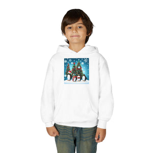 Christmas Snowman, Youth Heavy Blend Hooded Sweatshirt