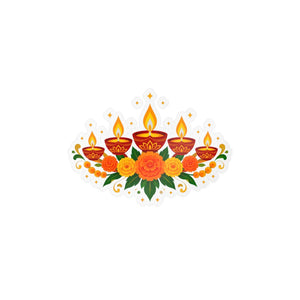Diwali floral diyas kiss-cut vinyl decal - home decor decals