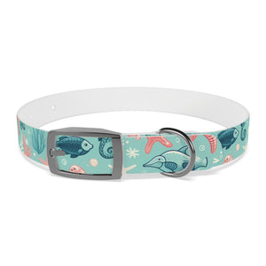 Sea Life Dog Collar — Aqua Fish & Coral Pattern for Pets