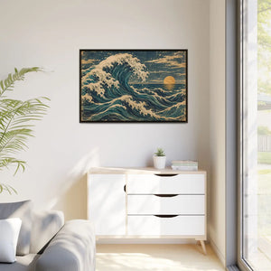 Framed canvas wall art vintage japanese great wave ocean print - printable