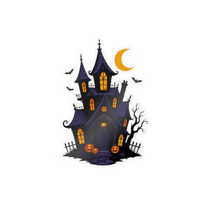 Haunted halloween castle kiss-cut vinyl decal - home decor decals