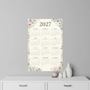 Vintage floral 2027 calendar wall decal by DipaliZ in faded botanical tones