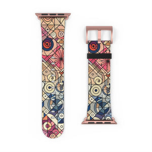 Geometric Floral Mosaic Watch Band – Colorful Vintage Art Pattern