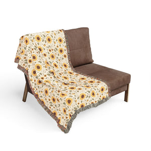 Sunflower & Midnight Floral Woven Throw Blanket