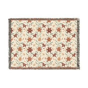 Boho Floral Woven Blanket – Cozy Southwestern Throw for Living Room & Bedspread