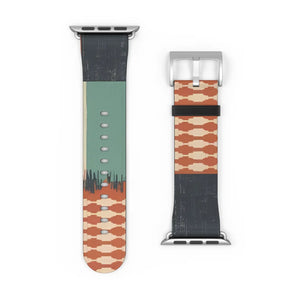 Boho Tie-Dye Watch Band – Green & Terracotta Patterned Apple Watch Strap