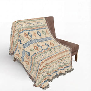 DipaliZ Boho Southwestern Woven Blanket finished with fringe at both ends