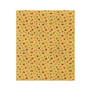 Autumn Plaid Throw Blanket — Cozy Yellow Fall Leaves Microfiber Blanket