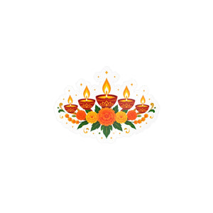 Diwali floral diyas kiss-cut vinyl decal - home decor decals