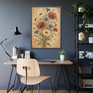 Framed paper poster – vintage wildflower botanical floral wall art - posters
