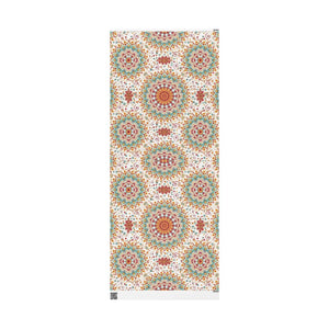 Wrapping Paper Roll — Boho Floral Medallion Gift Wrap (Retro Teal, Mustard & Coral)