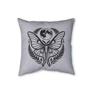 Botanical luna moth line art on a DipaliZ decorative pillow