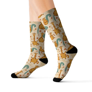 Cute Giraffe Pattern Sublimation Socks — Fun Animal Crew Socks for Kids & Adults
