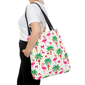 Tote Bag — Tropical Flamingo Palm Print Beach Tote