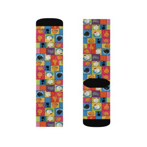 Colorful Patchwork Art Socks — Vibrant Sublimation Crew Socks