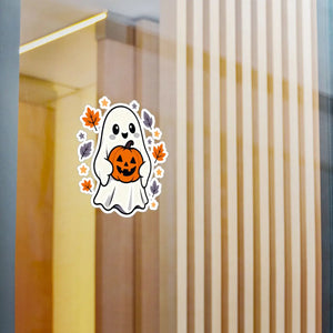 Cute ghost pumpkin halloween kiss-cut vinyl decal - home decor decals