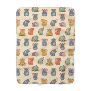 Cute Pastel Elephant Sherpa Blanket — Cozy Nursery Throw for Kids & Baby Shower Gift