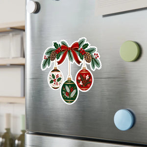 Christmas ornament wreath kiss-cut vinyl decal - home decor decals