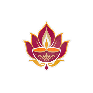 Lotus diya kiss-cut vinyl decal - home decor decals