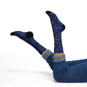 Blue Hanukkah Menorah Socks