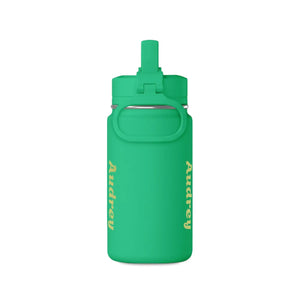 Pink Mini Water Bottle with Cute Frog "Toad-ally Slick" Design — Personalized Kids Straw Bottle