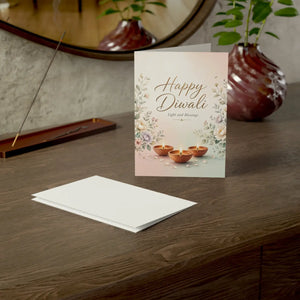 Happy diwali greeting card – floral light and blessings design - cards