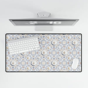 Floral Moon Pattern Desk Mat — Large Decorative Mousepad for Home Office