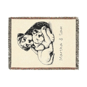 Personalized, Cozy Dog Lovers Woven Blanket - Adorable Puppy Design for Home Decor