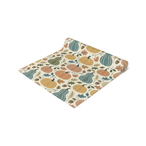 Autumn Pumpkins Table Runner — Fall Harvest Thanksgiving Kitchen Decor