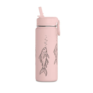 Fish Sketch Water Bottle — Illustrated Koi Design, Leak‑Proof Sports Bottle