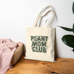 Plant Mom Club Canvas Tote — Botanical Reusable Market Bag