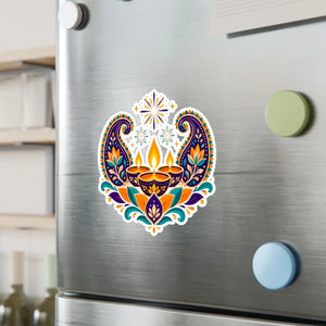 Diwali lotus paisley diyas kiss-cut vinyl decal - home decor decals