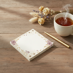Floral Border Note Pad — Rose & Cream Decorative Post-it® Notes