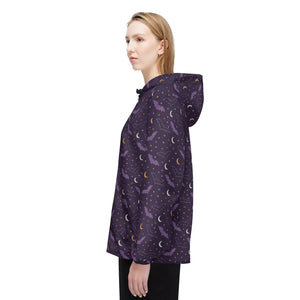 Celestial Night Windbreaker Jacket — Purple Moon & Stars AOP