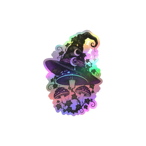 Mystical witch hat mushroom kiss-cut vinyl decal - home decor decals