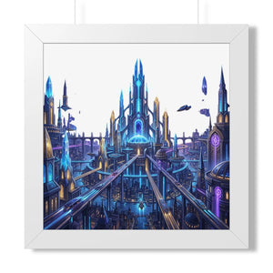 Dipaliz a futuristic city framed vertical poster - posters prints & visual artwork